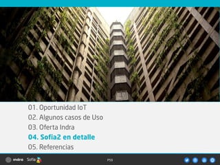 P59
01. Oportunidad IoT
02. Algunos casos de Uso
03. Oferta Indra
04. Sofia2 en detalle
05. Referencias
 