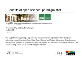 Benefits of open science: paradigm shift
 