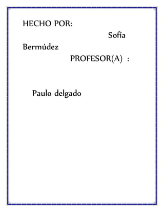 HECHO POR:
Sofía
Bermúdez
PROFESOR(A) :
Paulo delgado
 