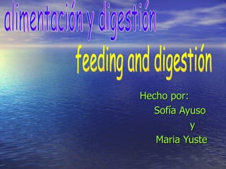 Hecho por: Sofía Ayuso y Maria Yuste alimentación y digestión feeding and digestión 