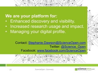 Scienceopen ScienceOpen for Researchers | PPTX