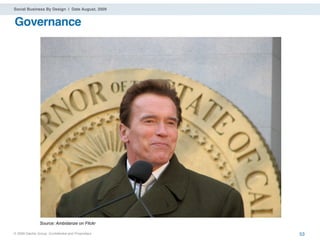 Social Business By Design | Date August, 2009


Governance




                Source: Ambidanze on Flickr

® 2009 Dachis Group. Conﬁdential and Proprietary   53
 