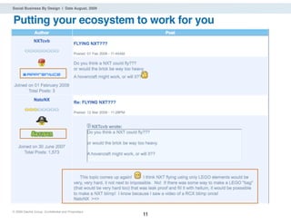 Social Business By Design | Date August, 2009


Putting your ecosystem to work for you




® 2009 Dachis Group. Conﬁdential and Proprietary
                                                   11
 