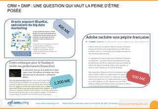 www.ecommerceparis.com 
CRM + DMP : UNE QUESTION QUI VAUT LA PEINE D’ÊTRE 
POSÉE 
 