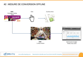 www.ecommerceparis.com 
#2 : MESURE DE CONVERSION OFFLINE 
DMP : 
Campagne display 
ciblée 
Click 0 achat online 
CRM : 
1 achat instore 
Optimisation budget 
media cross canal 
 