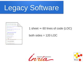 Legacy Software

      1 sheet ≃ 60 lines of code (LOC)

      both sides = 120 LOC
 