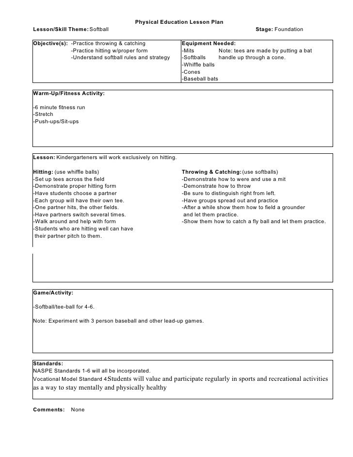 lesson plan for physical education