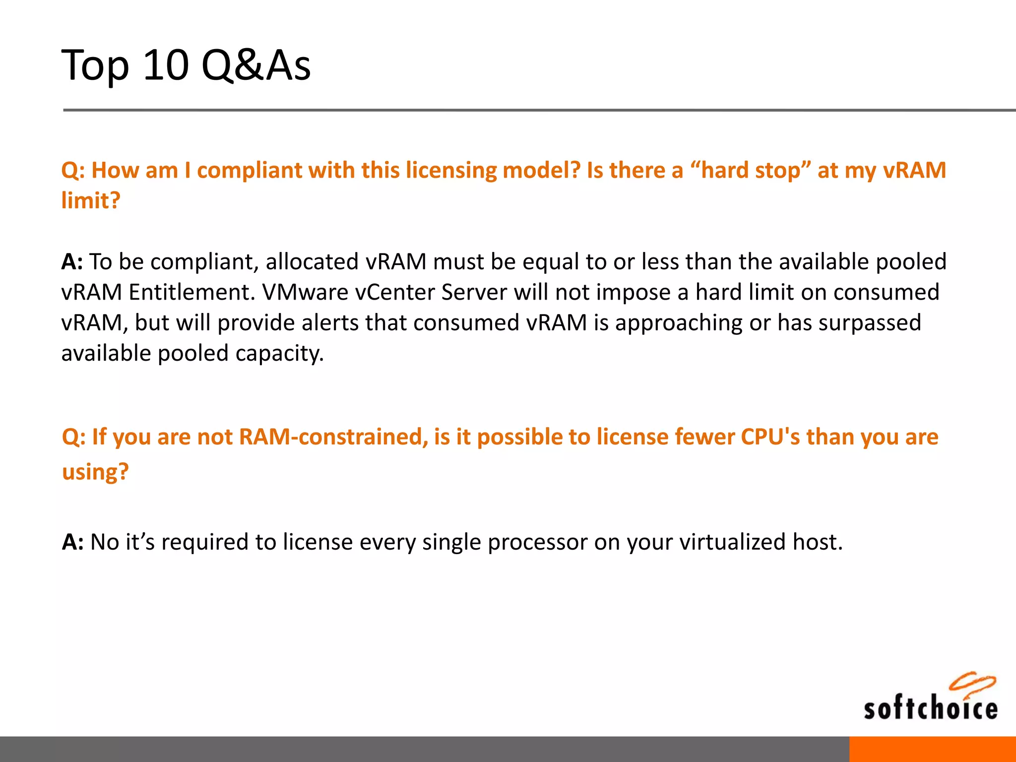 vSphere 5: License ChangesExample Enterprise ConfigurationEnterpriseCPUEnterpriseCPUEnterpriseCPUEnterpriseCPU==No limit on the number of VMs