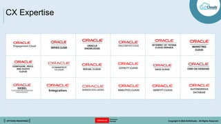 || OPTIONS REDEFINED || Copyright © 2022 SoftClouds - All Rights Reserved
LOYALTY CLOUD
IDENTITY CLOUD
ANALYTICS CLOUD AUTONOMOUS
DATABASE
CX Expertise
 