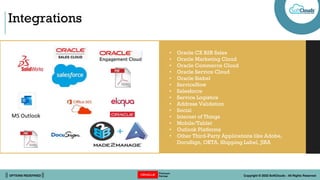 || OPTIONS REDEFINED || Copyright © 2022 SoftClouds - All Rights Reserved
Integrations
• Oracle CX B2B Sales
• Oracle Mark...
