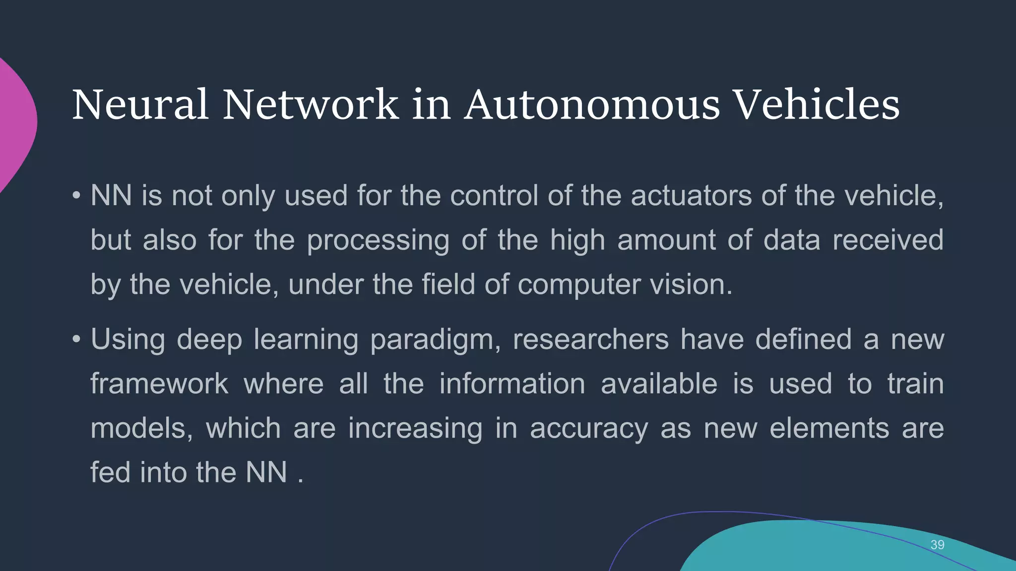 Neural Network in Autonomous Vehicles
 