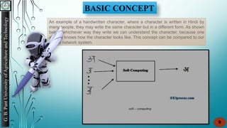G.
B.
Pant
University
of
Agriculture
and
Technology
9
An example of a handwritten character, where a character is written in Hindi by
many people, they may write the same character but in a different form. As shown
below, whichever way they write we can understand the character, because one
already knows how the character looks like. This concept can be compared to our
neural network system.
BASIC CONCEPT
 