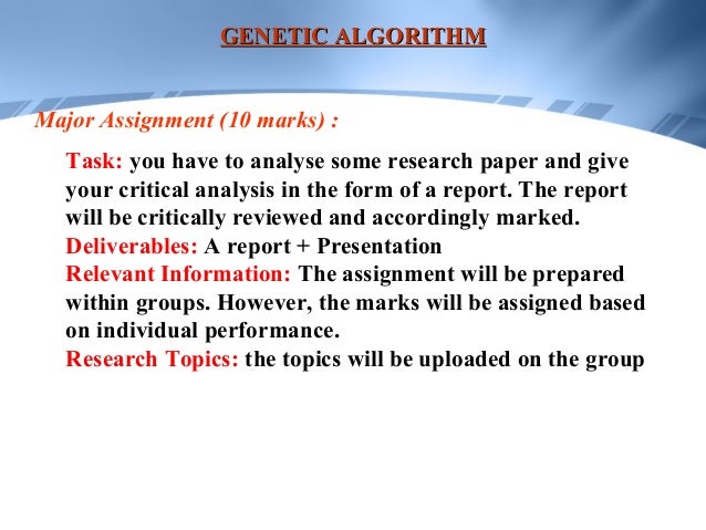 thesis paper on genetic algorithm thesis paper on genetic algorithm