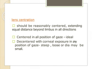 Centration Distance SOFT CONTACT LENS FITTING AND EVALUATION | PPTX