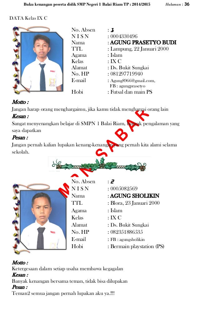 Contoh Kesan Pesan Album Kenangan Sekolah Singkat Berbagai Contoh