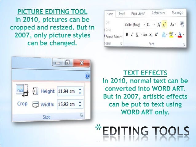 Microsoft Office 2007 Vs 2010 Comparison Chart