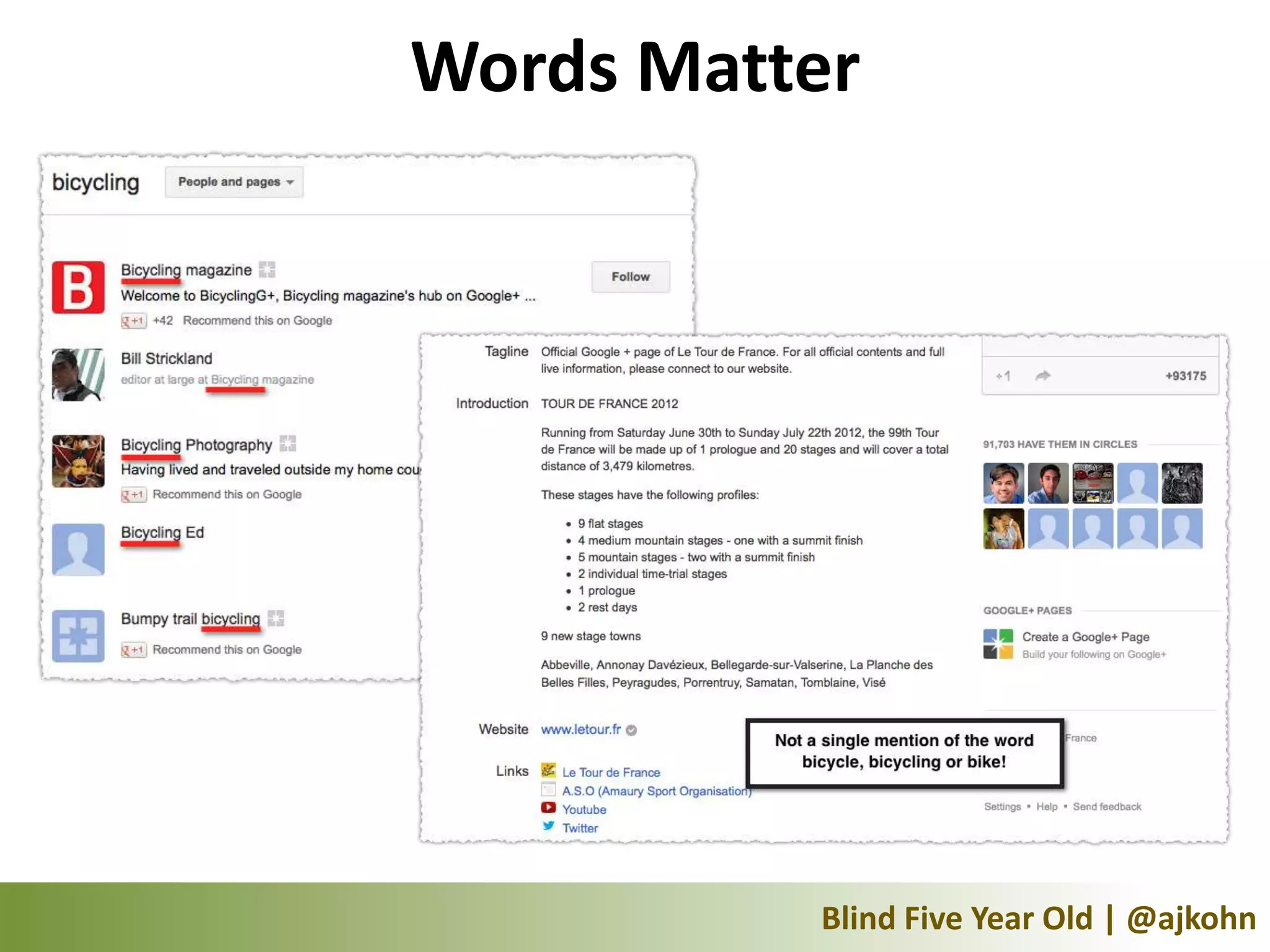 Words Matter




          Blind Five Year Old | @ajkohn
 