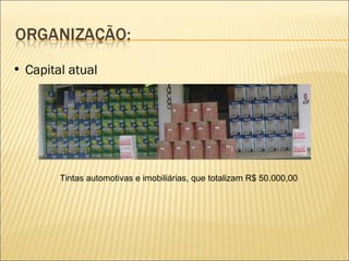 Capital atual Tintas automotivas e imobiliárias, que totalizam R$ 50.000,00 