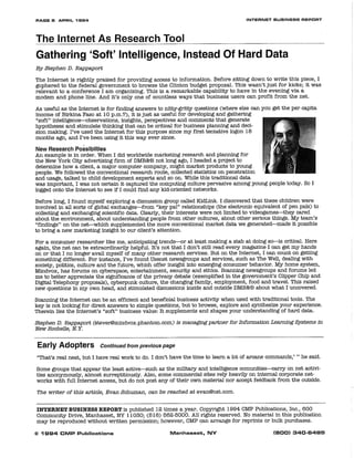 Soft intelligence: The internet as a research tool