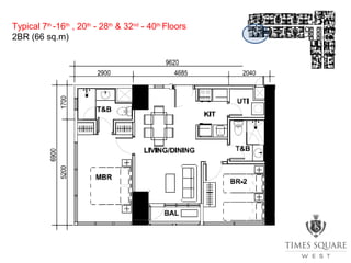 Typical 7th
-16th
, 20th
- 28th
& 32nd
- 40th
Floors
2BR (66 sq.m)
 