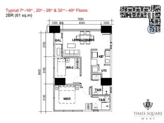 Typical 7th
-16th
, 20th
- 28th
& 32nd
- 40th
Floors
2BR (61 sq.m)
 