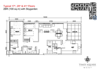 Typical 17th
, 29th
& 41st
Floors
2BR (100 sq.m) with Skygarden
 