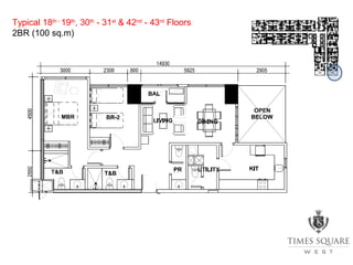 Typical 18th -
19th
, 30th
- 31st
& 42nd
- 43rd
Floors
2BR (100 sq.m)
 