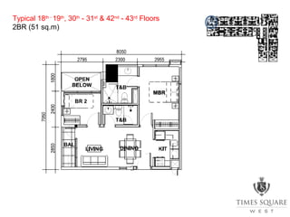 Typical 18th -
19th
, 30th
- 31st
& 42nd
- 43rd
Floors
2BR (51 sq.m)
 