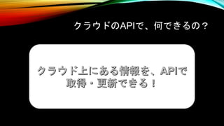 クラウドのAPIで、何できるの？
 