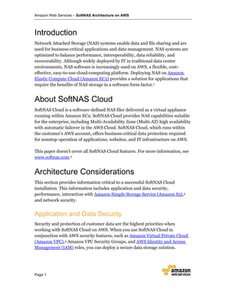 SoftNAS Cloud NAS Architecture on AWS whitepaper | PDF