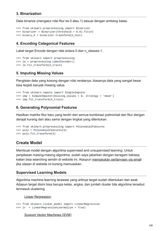 scikit-learn cheat sheet untuk data science | PDF