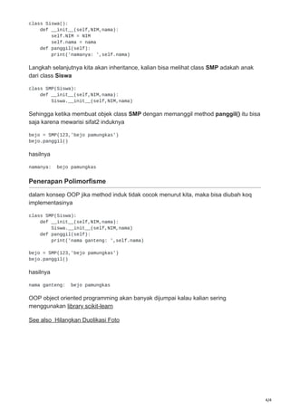 penjelasan konsep oop object oriented programming | PDF