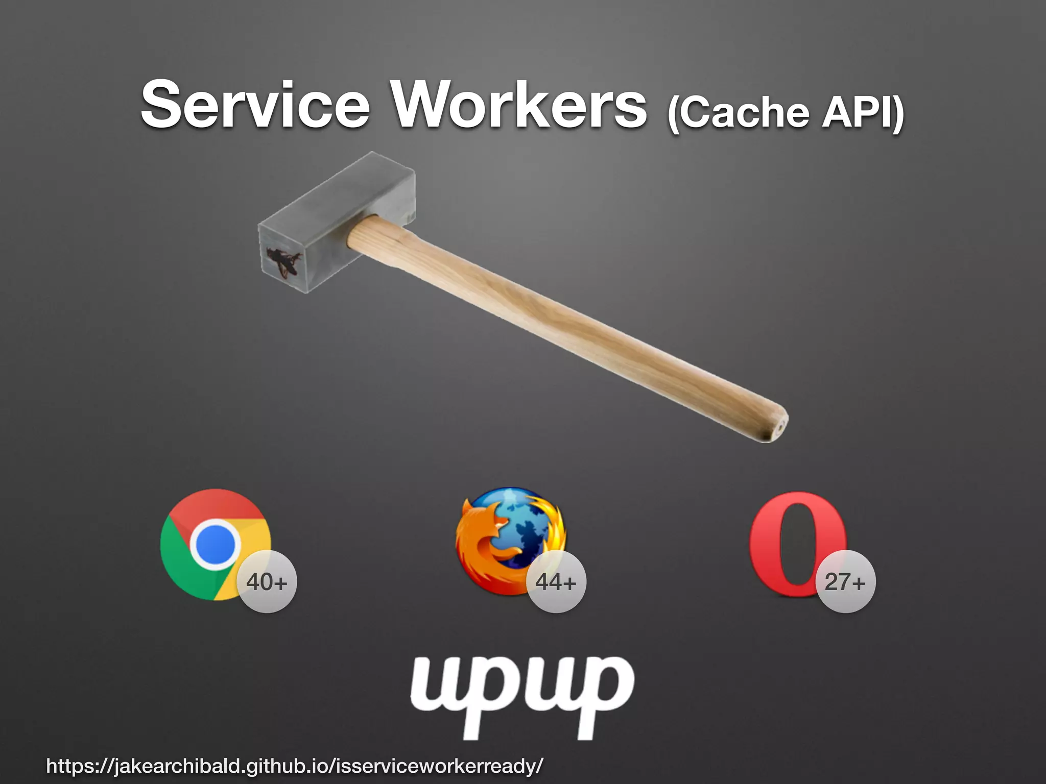 Service Workers (Cache API)
44+40+
https://jakearchibald.github.io/isserviceworkerready/
27+
 