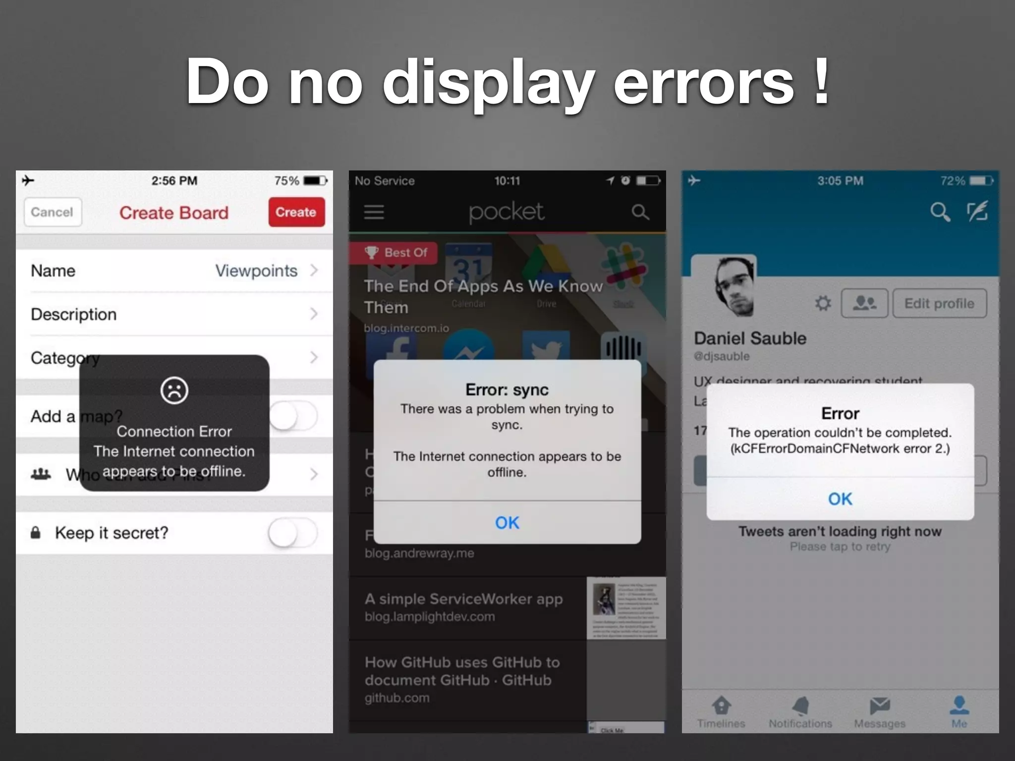 Do no display errors !
 