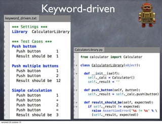 Keyword-driven

vendredi 25 octobre 13

 