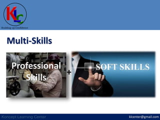 klcenter@gmail.com
Building up Confidence
Koncept Learning Center
Multi-Skills
Professional
Skills
+
 