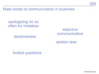 Male model of communication in business  apologizing no so often for mistakes selective communication decisiveness spoken less limited questions 
