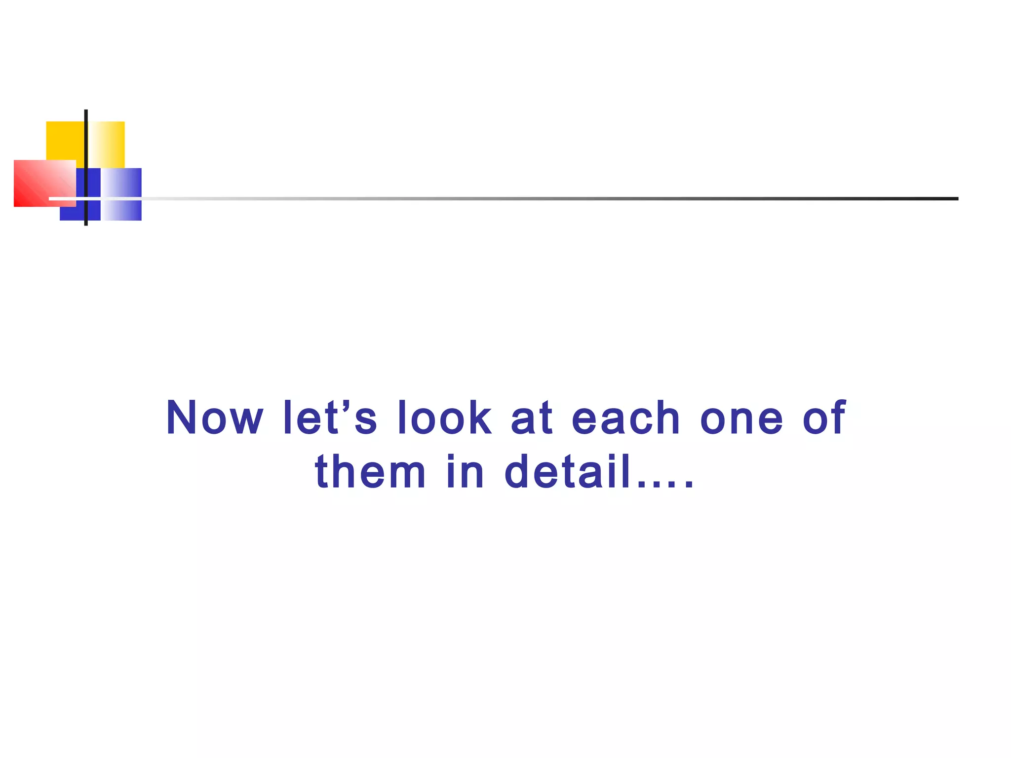 Now let’s look at each one of
them in detail….
 