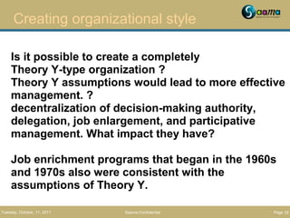 Creating organizational style
Saama-Confidential Page 32Tuesday, October, 11, 2011
Is it possible to create a completely
T...