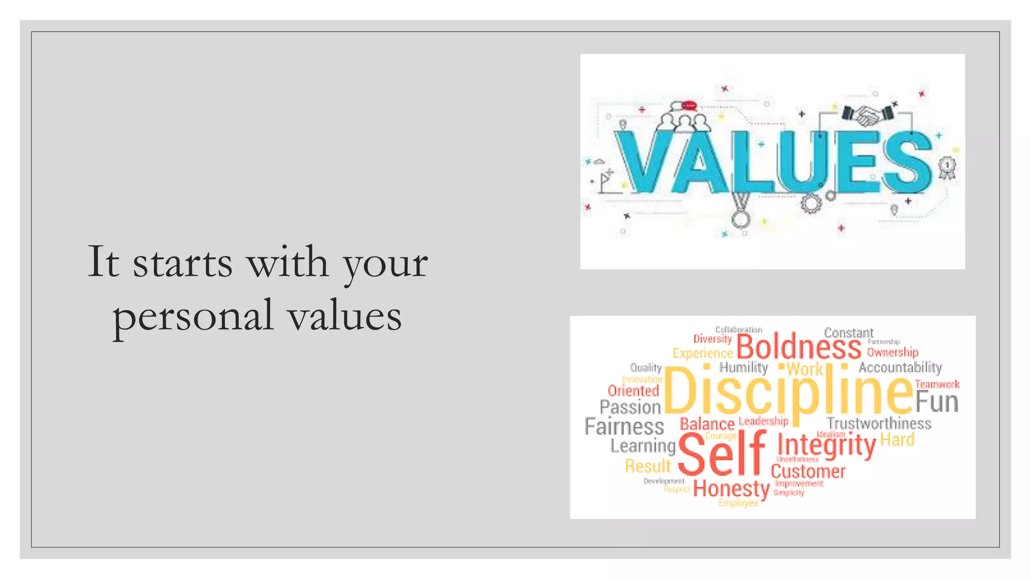 It starts with your
personal values
 