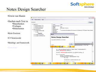 Notes Design Searcher Erwin van Hunen  Suchen nach Text in Datenbanken Vorlagen Dokumenten Kein Ersetzen C# Sourcecode Benötigt .net Framework Download 