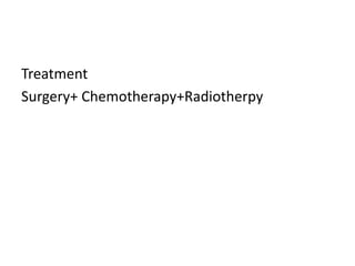 Treatment
Surgery+ Chemotherapy+Radiotherpy
 