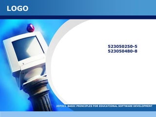 จัดทำโดยนางสาววรรณภา พลเรือง 	รหัส 523050250-5นางสาวอนุสราทาไธสงค์  	รหัส 523050480-8สาขาคอมพิวเตอร์ศึกษา คณะศึกษาศาสตร์  มหาวิทยาลัยขอนแก่น237311  BASIC PRINCIPLES FOR EDUCATIONAL SOFTWARE DEVELOPMENT