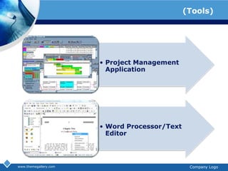 www.themegallery.comCompany Logoตัวอย่างเครื่องมือที่ใช้ในการพัฒนาระบบ (Tools)Title 1Title2Title 3