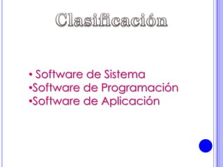 • Software de Sistema
•Software de Programación
•Software de Aplicación
 