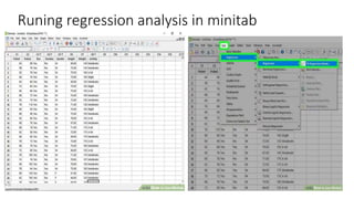 Runing regression analysis in minitab
 