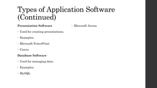 Software Application Overview Slide Comprehensive Overview of Software: Types, Functions, and Applications ...