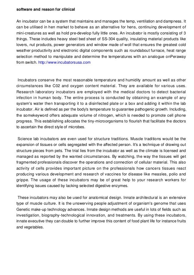 Purposes and purposes of laboratory incubators