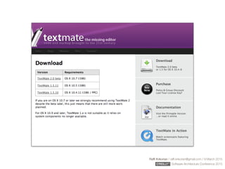 Rafﬁ Krikorian / raﬃ.krikorian@gmail.com / 9 March 2015 
Software Architecture Conference 2015
 