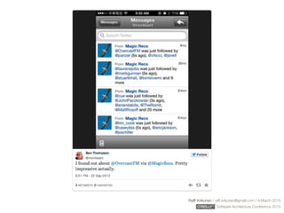 Rafﬁ Krikorian / raﬃ.krikorian@gmail.com / 9 March 2015 
Software Architecture Conference 2015
 